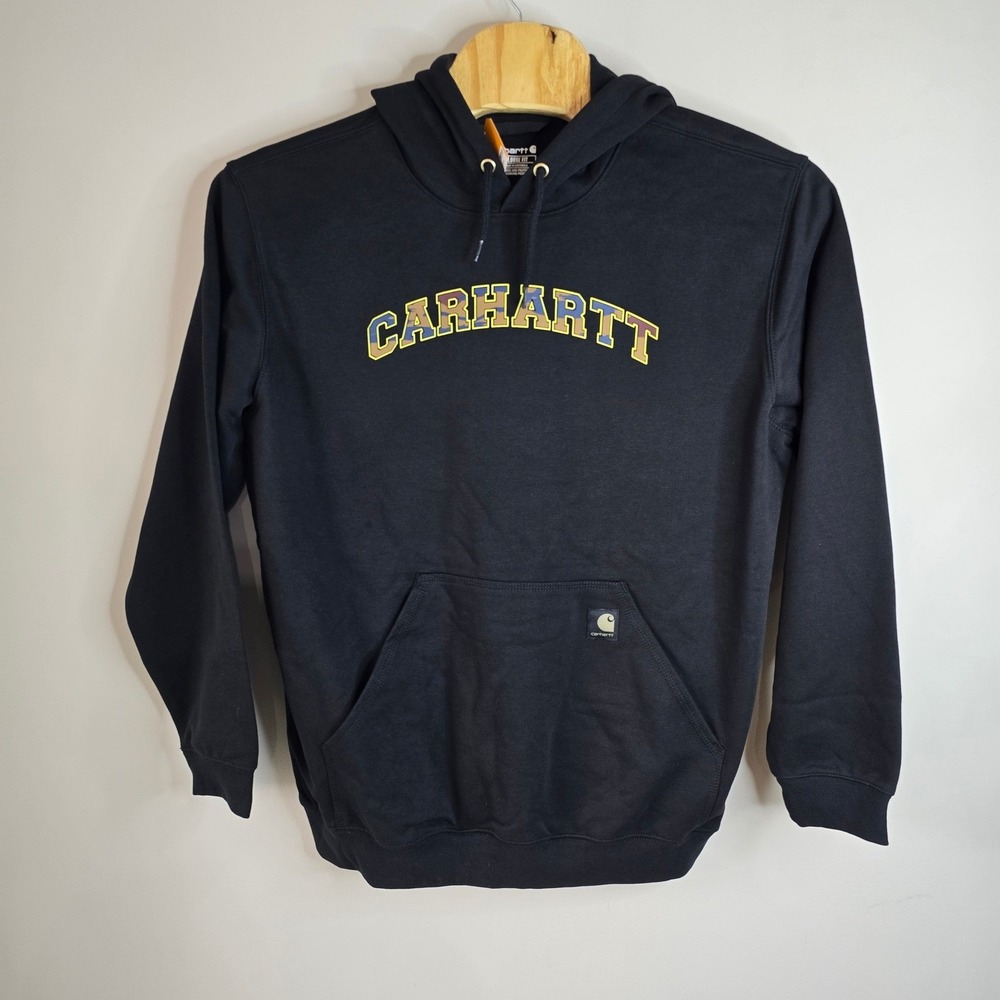 Carhartt Mens Loose Fit Midweight Camo Logo Hoodie Black TS6389-M XL - Picture 2 of 9